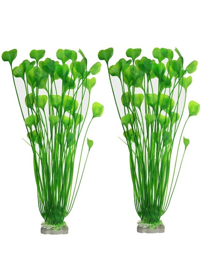 BYERUITE 2PCS Aquarium Decor Plastic Plants, Large 16 Inches Artificial Fish Tank Plants (Green) - Image 1